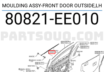 Nissan 80821EE010 MOULDING ASSY-FRONT DOOR OUTSIDE,LH
