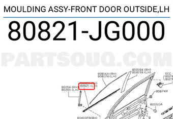 Nissan 80821JG000 MOULDING ASSY-FRONT DOOR OUTSIDE,LH