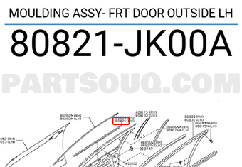 Nissan 80821JK00A MOULDING ASSY- FRT DOOR OUTSIDE LH