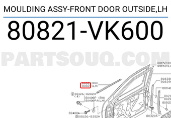 Nissan 80821VK600 MOULDING ASSY-FRONT DOOR OUTSIDE,LH