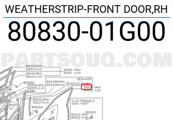 Nissan 8083001G00 WEATHERSTRIP-FRONT DOOR,RH