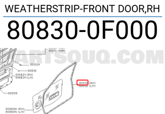 Nissan 808300F000 WEATHERSTRIP-FRONT DOOR,RH