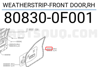 Nissan 808300F001 WEATHERSTRIP-FRONT DOOR,RH