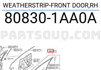 Nissan 808301AA0A WEATHERSTRIP-FRONT DOOR,RH