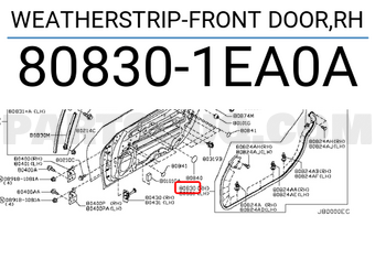 Nissan 808301EA0A WEATHERSTRIP-FRONT DOOR,RH