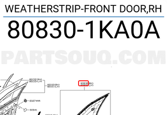 Nissan 808301KA0A WEATHERSTRIP-FRONT DOOR,RH