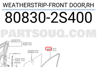 Nissan 808302S400 WEATHERSTRIP-FRONT DOOR,RH