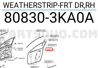 Nissan 808303KA0A WEATHERSTRIP-FRT DR,RH