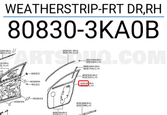 Nissan 808303KA0B WEATHERSTRIP-FRT DR,RH