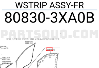 Nissan 808303XA0B WSTRIP ASSY-FR