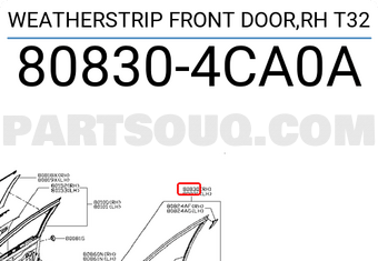 Nissan 808304CA0A WEATHERSTRIP FRONT DOOR,RH T32