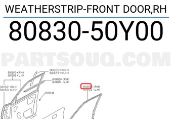 Nissan 8083050Y00 WEATHERSTRIP-FRONT DOOR,RH