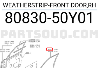 Nissan 8083050Y01 WEATHERSTRIP-FRONT DOOR,RH