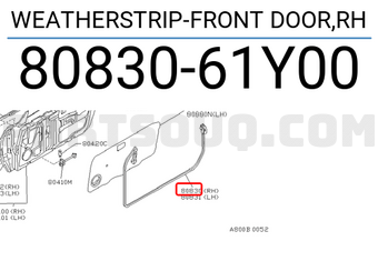 Nissan 8083061Y00 WEATHERSTRIP-FRONT DOOR,RH