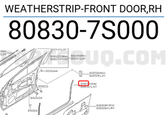 Nissan 808307S000 WEATHERSTRIP-FRONT DOOR,RH