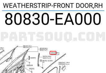 Nissan 80830EA000 WEATHERSTRIP-FRONT DOOR,RH