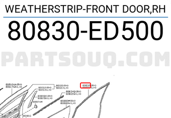 Nissan 80830ED500 WEATHERSTRIP-FRONT DOOR,RH