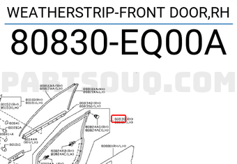 Nissan 80830EQ00A WEATHERSTRIP-FRONT DOOR,RH