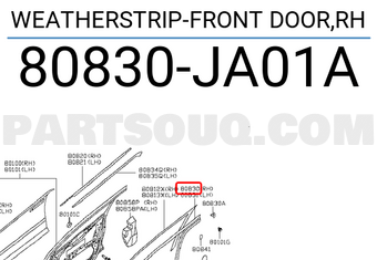 Nissan 80830JA01A WEATHERSTRIP-FRONT DOOR,RH