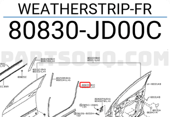 Nissan 80830JD00C WEATHERSTRIP-FR