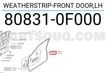Nissan 808310F000 WEATHERSTRIP-FRONT DOOR,LH