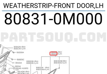 Nissan 808310M000 WEATHERSTRIP-FRONT DOOR,LH