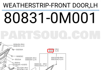 Nissan 808310M001 WEATHERSTRIP-FRONT DOOR,LH