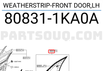 Nissan 808311KA0A WEATHERSTRIP-FRONT DOOR,LH