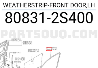 Nissan 808312S400 WEATHERSTRIP-FRONT DOOR,LH