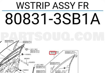 Nissan 808313SB1A WSTRIP ASSY FR