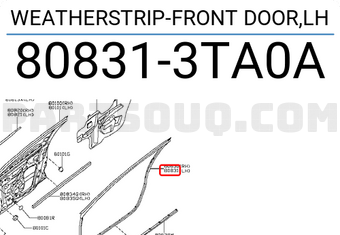 Nissan 808313TA0A WEATHERSTRIP-FRONT DOOR,LH