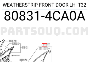 Nissan 808314CA0A WEATHERSTRIP FRONT DOOR,LH T32