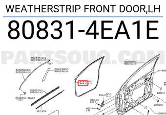 Nissan 808314EA1E WEATHERSTRIP FRONT DOOR,LH