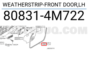 Nissan 808314M722 WEATHERSTRIP-FRONT DOOR,LH