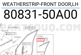 Nissan 8083150A00 WEATHERSTRIP-FRONT DOOR,LH