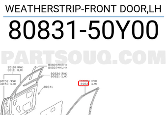 Nissan 8083150Y00 WEATHERSTRIP-FRONT DOOR,LH