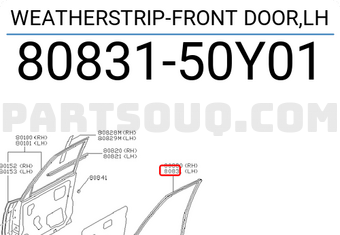 Nissan 8083150Y01 WEATHERSTRIP-FRONT DOOR,LH