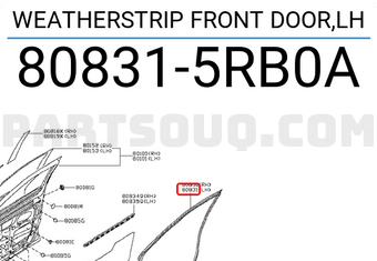 Nissan 808315RB0A WEATHERSTRIP FRONT DOOR,LH