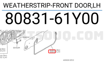 Nissan 8083161Y00 WEATHERSTRIP-FRONT DOOR,LH