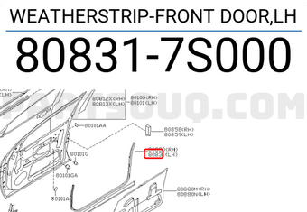 Nissan 808317S000 WEATHERSTRIP-FRONT DOOR,LH