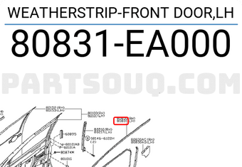 Nissan 80831EA000 WEATHERSTRIP-FRONT DOOR,LH
