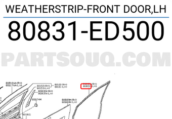 Nissan 80831ED500 WEATHERSTRIP-FRONT DOOR,LH