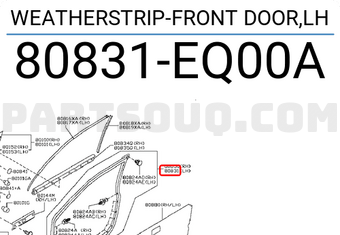 Nissan 80831EQ00A WEATHERSTRIP-FRONT DOOR,LH