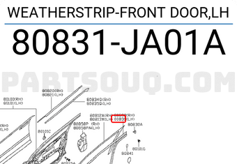 Nissan 80831JA01A WEATHERSTRIP-FRONT DOOR,LH