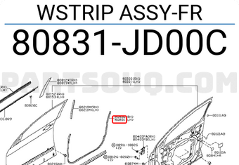 Nissan 80831JD00C WSTRIP ASSY-FR