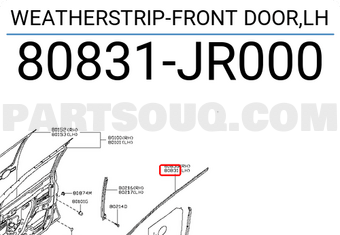 Nissan 80831JR000 WEATHERSTRIP-FRONT DOOR,LH