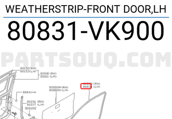 Nissan 80831VK900 WEATHERSTRIP-FRONT DOOR,LH