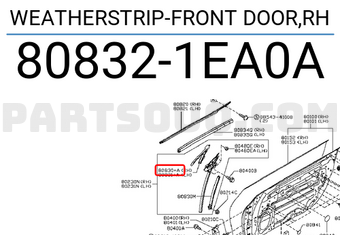 Nissan 808321EA0A WEATHERSTRIP-FRONT DOOR,RH