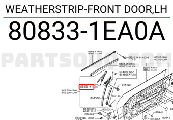 Nissan 808331EA0A WEATHERSTRIP-FRONT DOOR,LH