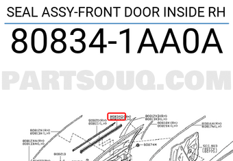 Nissan 808341AA0A SEAL ASSY-FRONT DOOR INSIDE RH